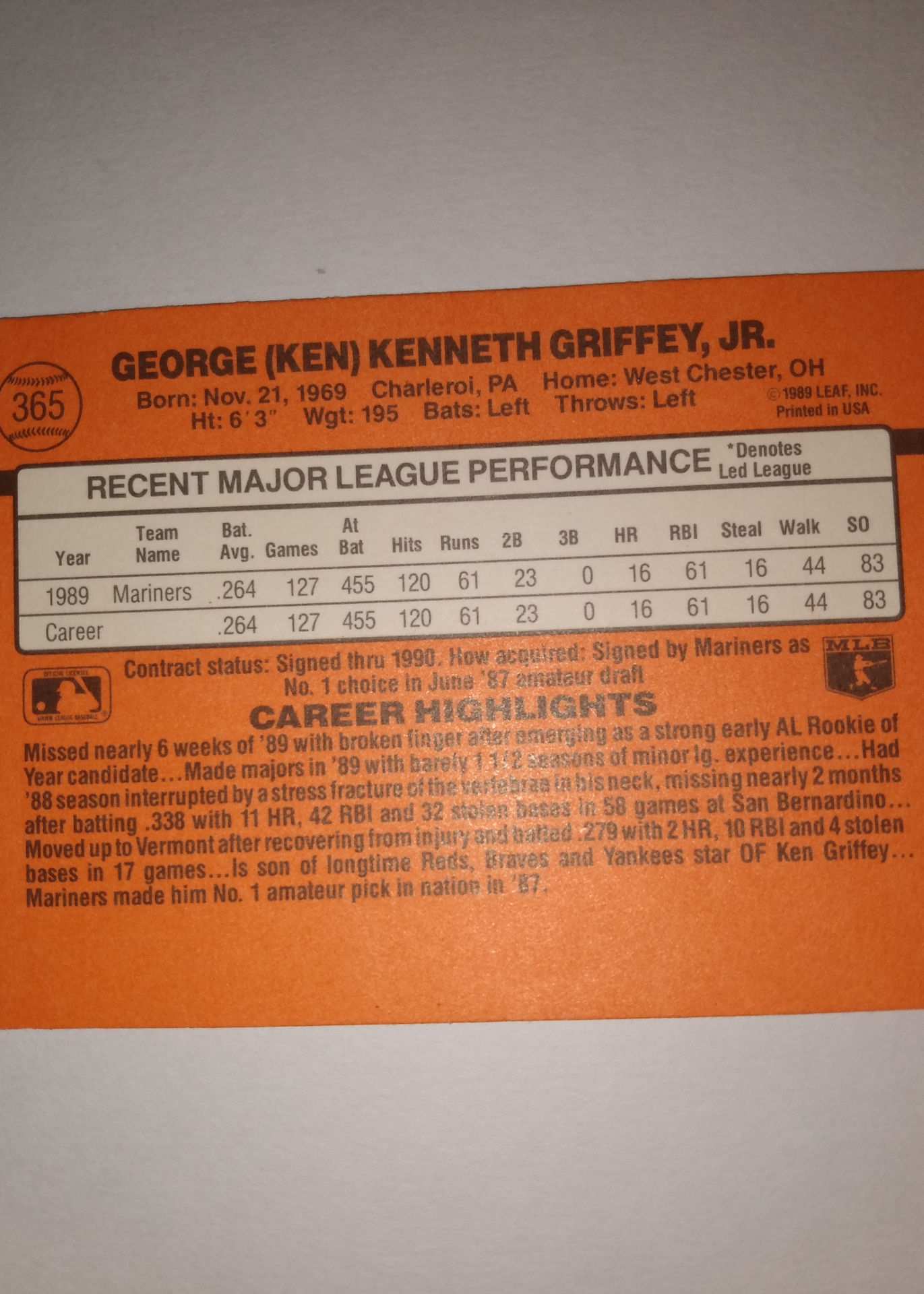 Card back